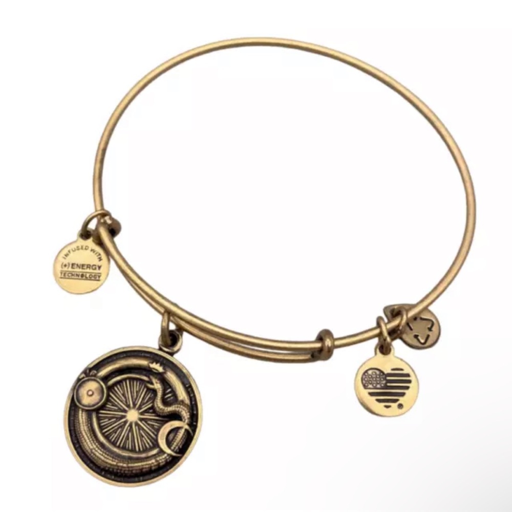 Alex + Ani Ouroboros Charm Bangle Bracelet Creation Infinity Unity Gold Tone